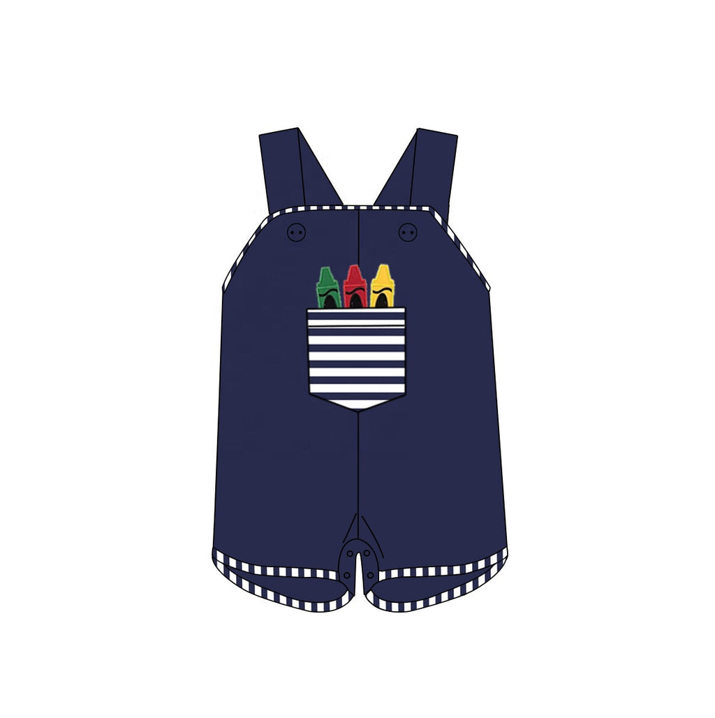 Puresun custom school baby boy clothing crayon appliques navy stripe cotton kids shirt boy polo shirts