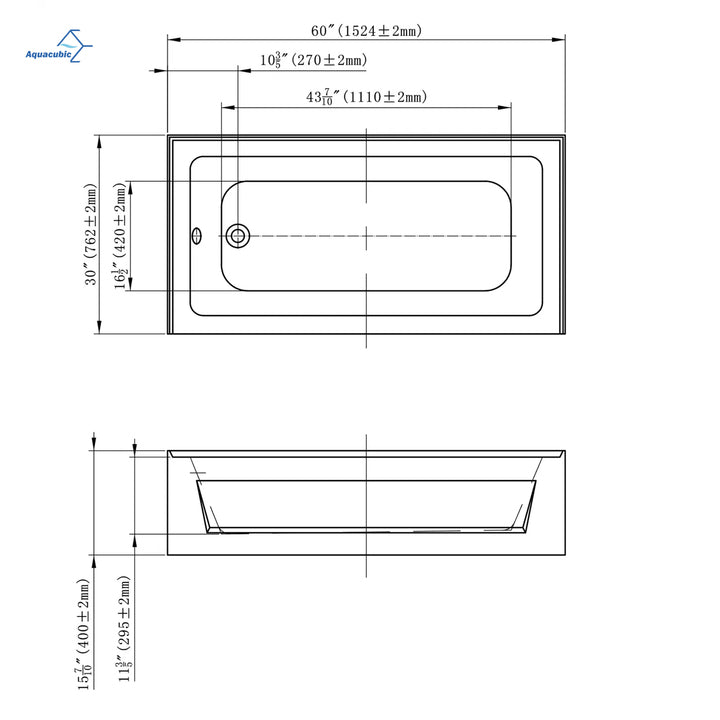 Low Price Rectangular Fashion Soaking L-Shaped Shallow Bathtub Acrylic 60 Inch Skirt Tub