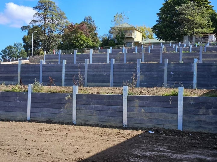 Concrete Sleeper Retaining Wall Galvanised Steel Uprights H-Post