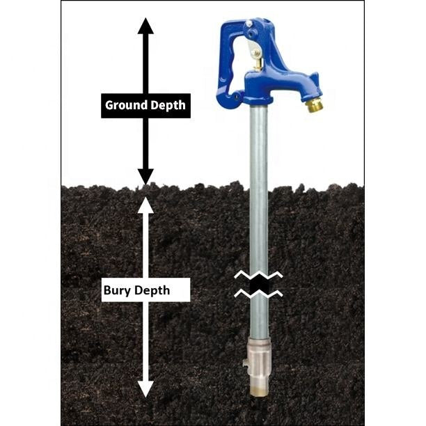GP 6.25 ft Length 4' Bury Agricultural Frost Proof Faucet Yard Hydrant for Farm Irrigation Lawn Garden Winter Cold protection