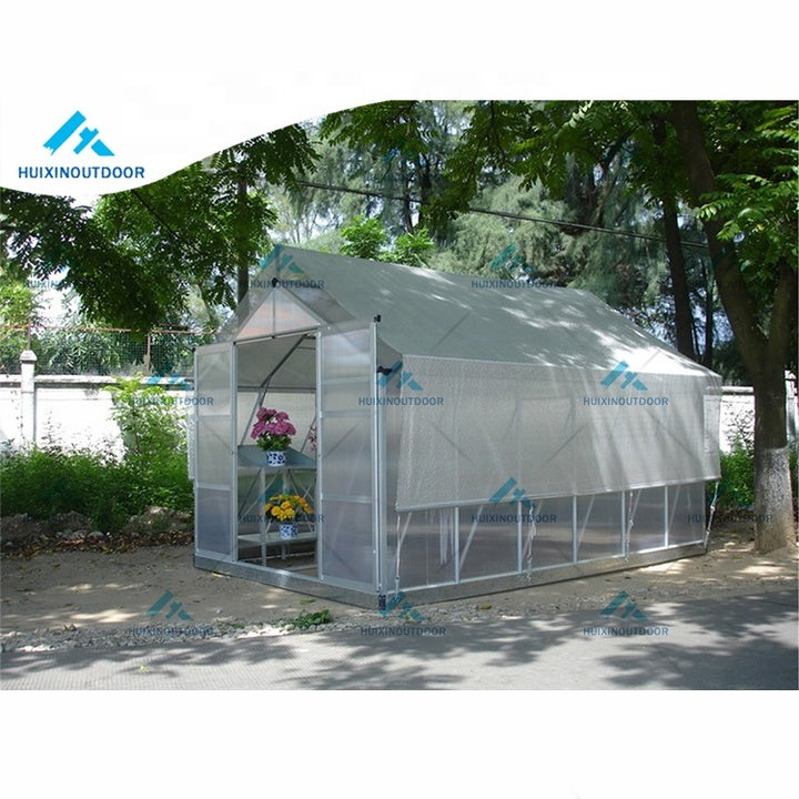 Modern Polycarbonate Green Houses Backyard Planting 6mm Green Metal Aluminum Garden Greenhouse