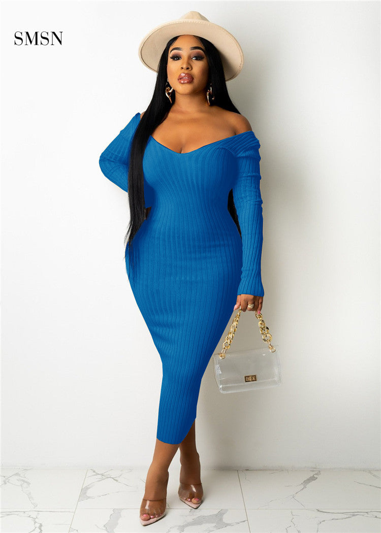 women elegant vintage long sleeve design women clothes v neck casual sweater dress bodycon elegant casual dresses
