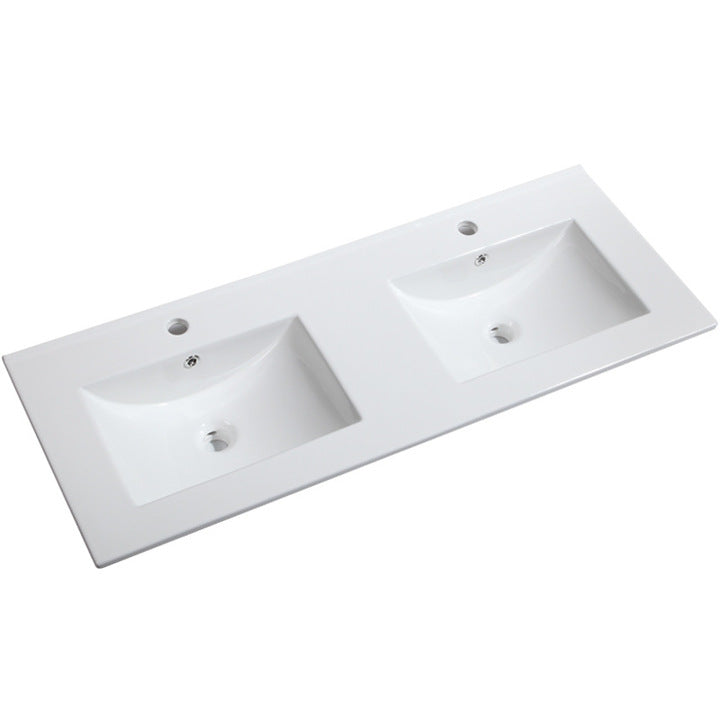 Modern Double Bathroom Sink Ceramic Vanity Cabinet with Square Basin (120cm) for Hotel Use
