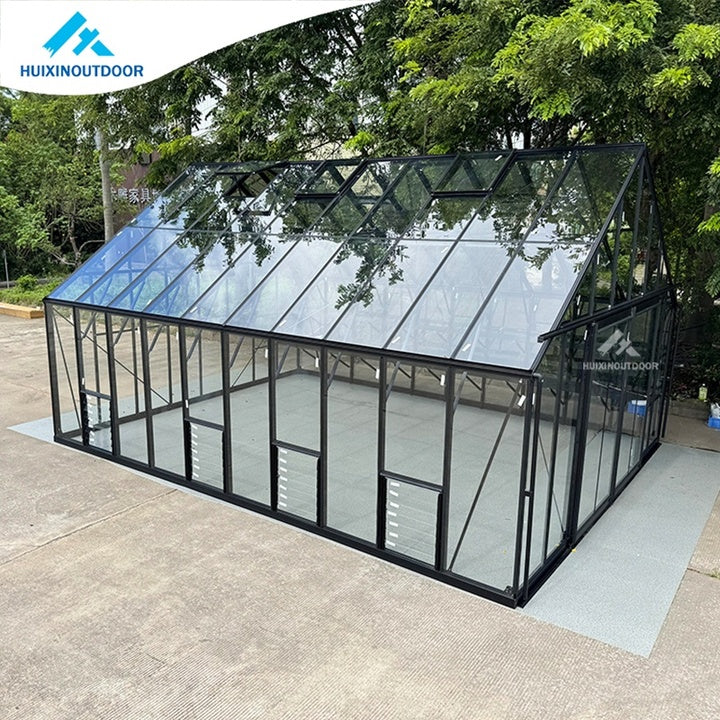 NEW Upgrade Super Strong Wind Resistance 140KM Toughened Glass Greenhouse Outdoor Backyard Aluminum Frame Garden Greenhouse