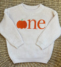 Custom Women's Spring Pumpkin Theme 100% Cotton Embroidery First Birthday Sweater-Our Little Pumpkin