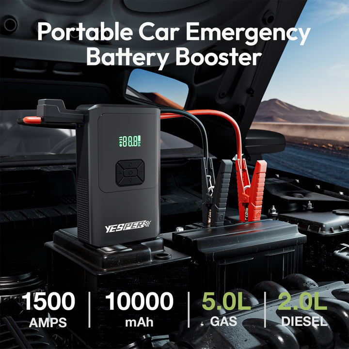Yesper 383 Model 10000mAh Portable Car Jump Starter 4-in-1 Car Battery Booster Tire Flator with Air Pump