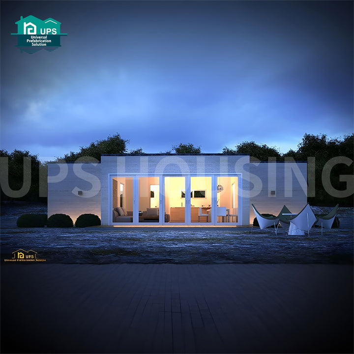 Economic 52 Sqm Small Type Prefab Villa House 2 Bedrooms 1 Bathroom Made of Sandwich Panel for Carport Use