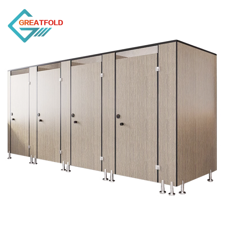 Efficiently Installed and Adjusted Plastic Toilet Cubicles for School and Bathroom Facilitating Future Modifications