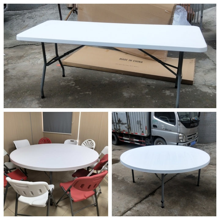 Outdoor Rentals Wedding Folding Dining Table 8 Seater Foldable 6ft/foot White Plastic Ructangular Tables Events Party for Sale