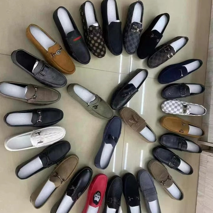 Men's Loafers Men's Casual and Breathable Slip-on Leather Fashionable Driving Shoes Stock Wholesale