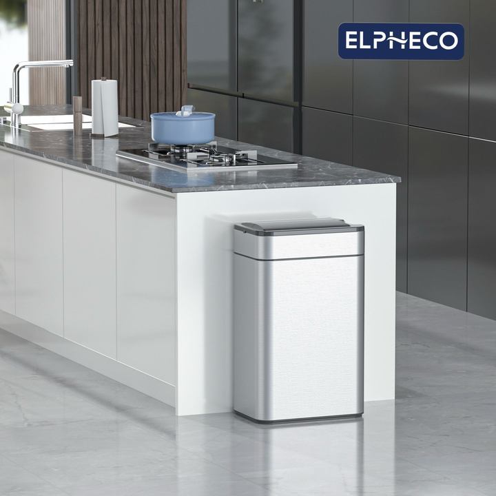 ELPHECO 30L Indoor Household Smart Rectangle Trash Can Wings-Open Design with Trash Bag Fixer for Kitchen & Office Use
