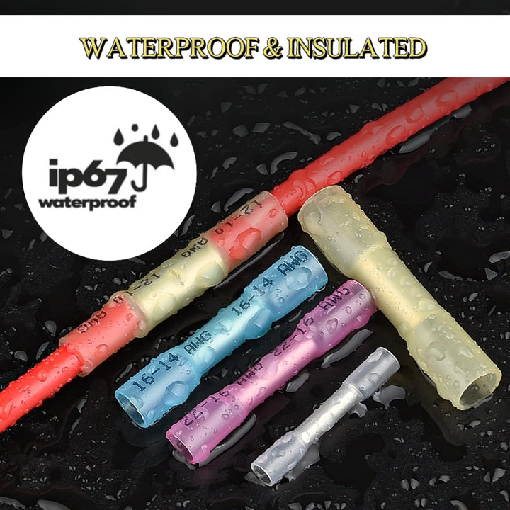 DINGYUAN Automotive Heat Shrink Butt Terminals Sealed Shrink Wire Connector Crimp Marine Electrical Butt Connectors