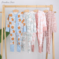 Long Sleeves Ruffle Style Newborn Baby Jumpsuit Two Way Zipper Bamboo Viscose & Spandex Romper Set Print Pattern Spring Summer