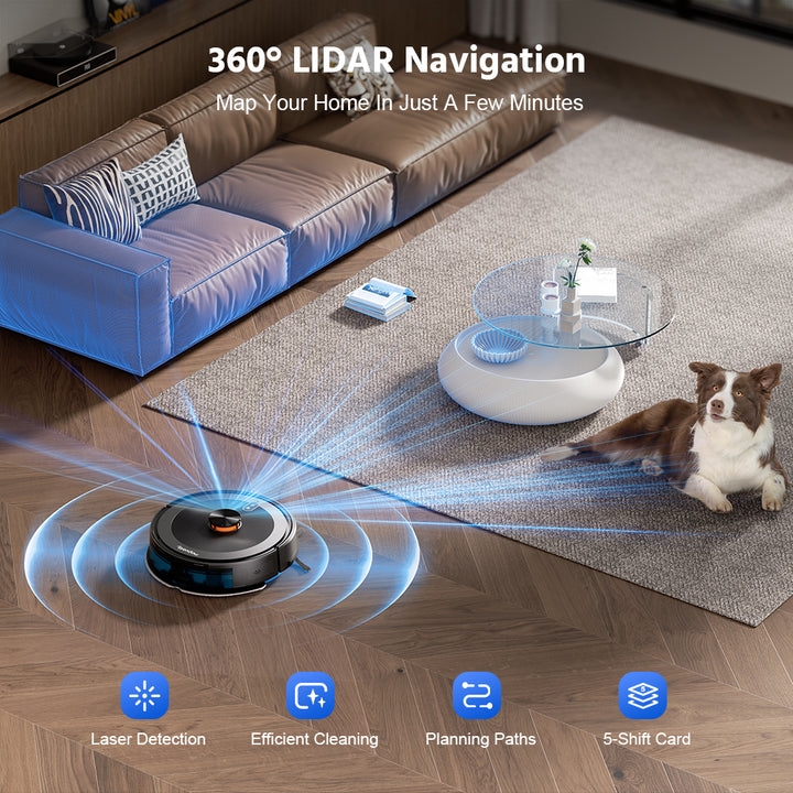 Teendow Robot Aspiradora Floor Cleaning Robot With Self-Emptying Dustbin Mopping LDS Laser Smart Robot Vacuum Cleaner