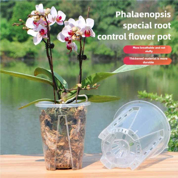 Factory Direct 3.5 4 5.5 7Inch Thick Plastic Clear Transparent Round Phalaenopsis Orchids Breath Slit Garden Plant Orchid Pot