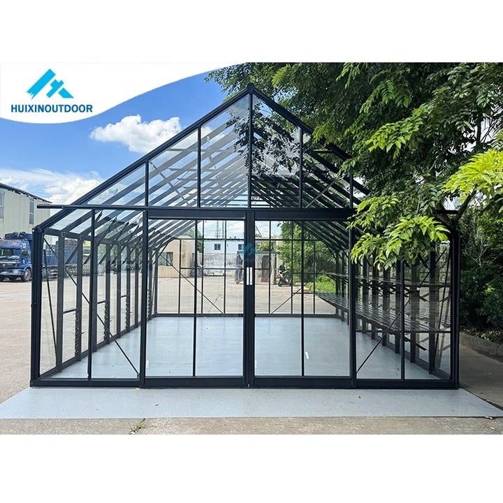 NEW Upgrade Super Strong Wind Resistance 140KM Toughened Glass Greenhouse Outdoor Backyard Aluminum Frame Garden Greenhouse