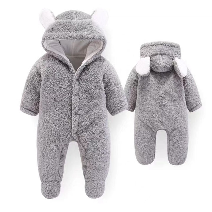 Hot Sale Autumn Winter Clothes 0-2 Years Infant Plush Warm Jumpsuit Long Sleeve Sweatshirt Romper Split Legs Baby Sleeping Bag