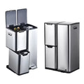 60L Triple 3 Compartment Stainless Recycling Bins with Pedal Press Button on Top Recycle Bin Eco-friendly Recycling Solution