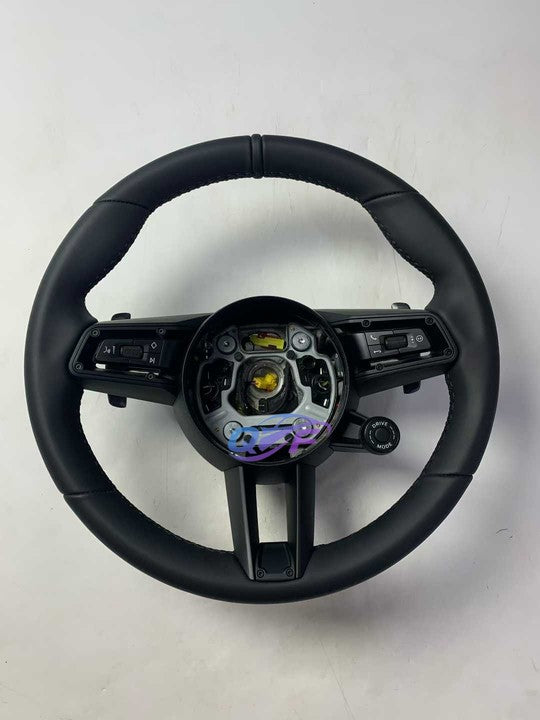For Porsche Macan Panamera Cayenne Cayman Boxster 991 992 970 971 918 997 718 981 Modified Leather Black Sports Steering Wheel