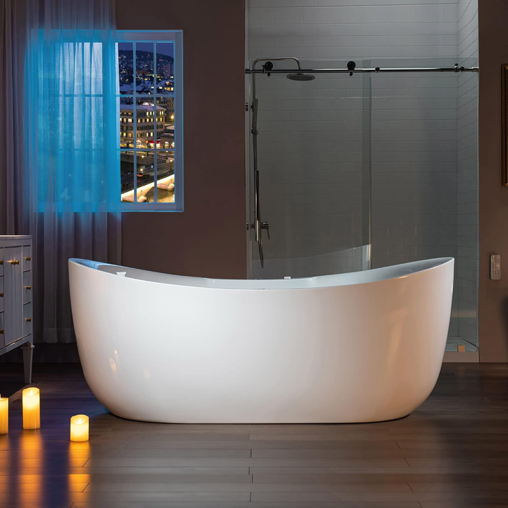 Indoor Lucite Acrylic Hydromassage Bath Tub for Modern Bathroom - Bubble & Jacuzies, Colorful Air Jet, Seamless Freestanding