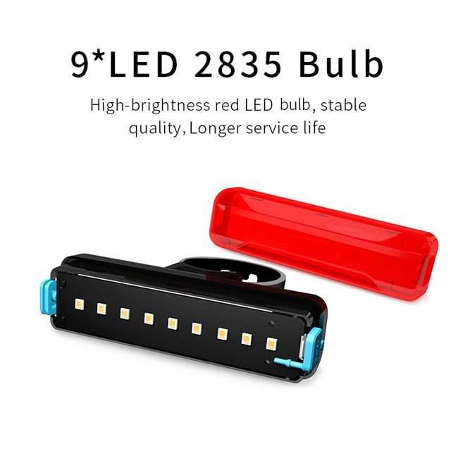 USB Bicycle Rear Light Waterproof LED Taillight with Seatpost Mounting IPX5 Waterproof Powered by Battery
