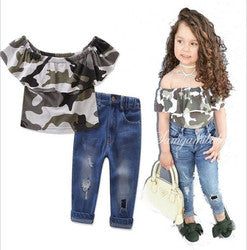 2PCS Set Toddler Kids Baby Girls Outfits Clothes T-Shirt Vest Tops+Shorts Pants