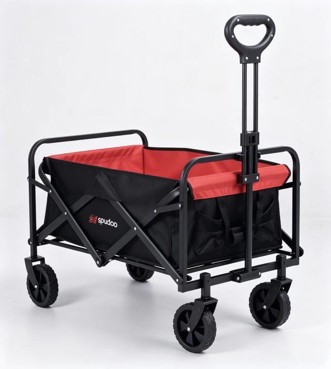 Collapsible Utility Wagon, Foldable Outdoor Trolley for Picnic Camping Garden Use
