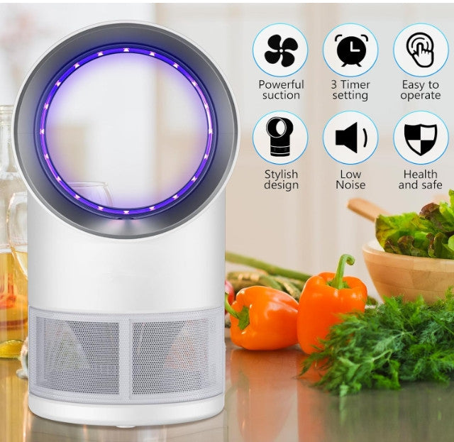 10pcs White Indoor Fruit Fly Trap with Sticky Glue Boards and Bug Light Time Setting Suction for Home Insect Control