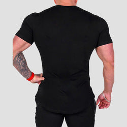 Elastic custom logo Short Sleeve mens t shirt  Training  Fitted Workout  Fitness Mens Slim Fit Sport  oversize  Gym Shirt