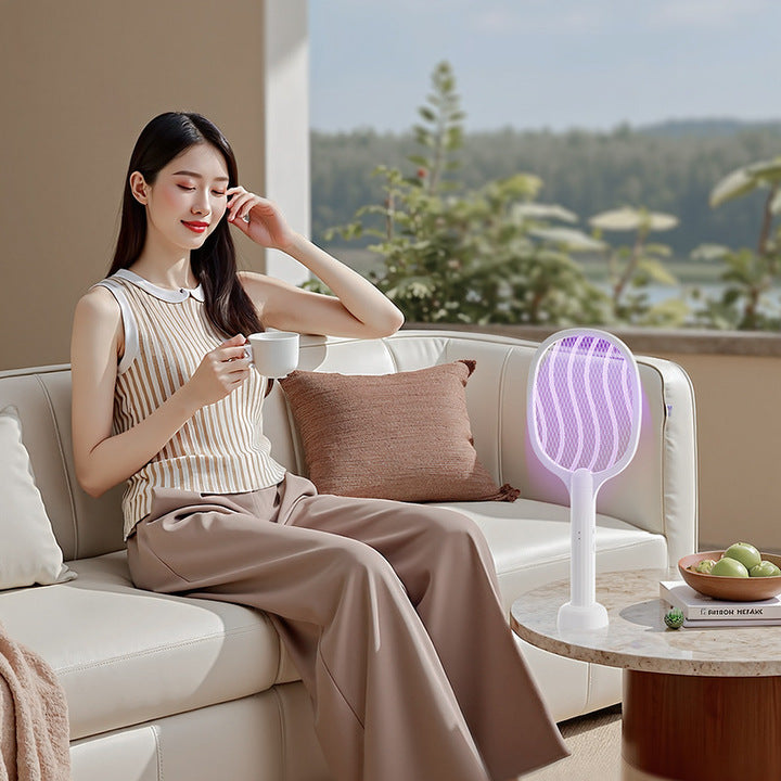 New Gen 2-in-1 Electric Mosquito Zapper Plastic 5-Layer Safety Design Light Wave Luring Electric Shock Eco-Friendly Long Battery