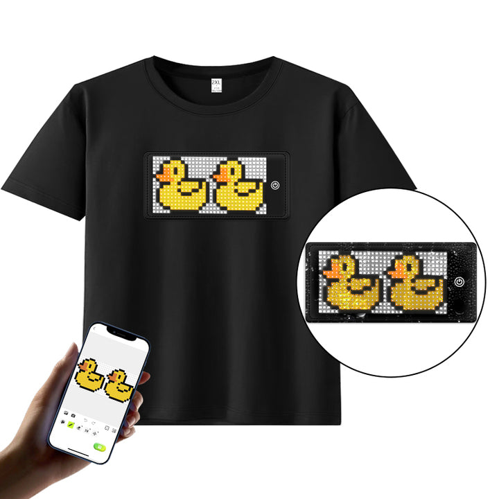 Programmable LED T-Shirt Flashing Display Custom Text Adults Black Fashionable Glowing Clothing Rave Party DJ Light Up T-Shirts