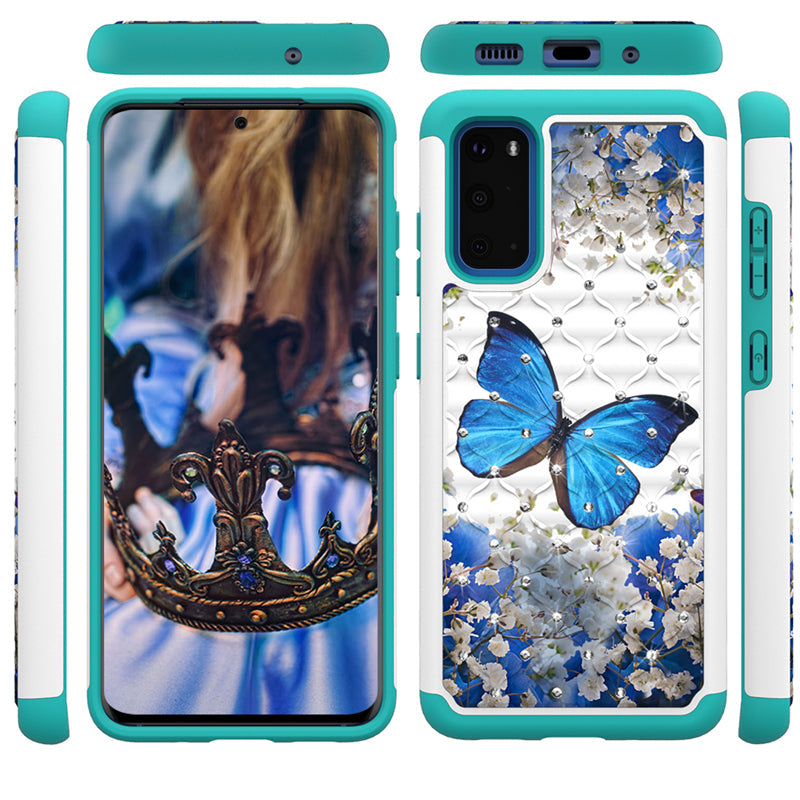 glitter diamond high quality tpu pc hybrid cute butterfly phone case for samsung galaxy s11e for alcatel for google pixel 4 xl