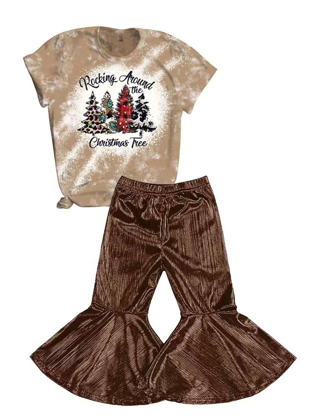 Kids Summer Outfits girl's clothing Set Short Sleeve Cow Top Flare Long Pants  Leggings 2 Piece Set
