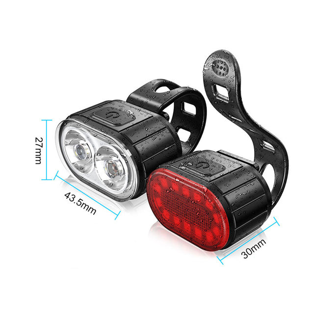 USB Rechargeable Waterproof LED Bicycle Light Front and Rear Tail Light for Night Riding Flashlight Feature