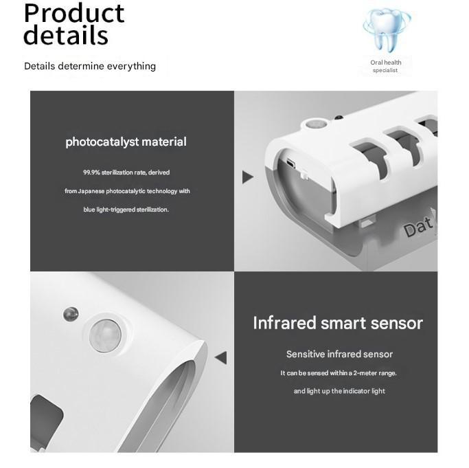 Intelligent Non-Punching Squeezing Toothpaste Toothbrush Holder with Automatic Touch Control Wall-Mounted Plastic Design