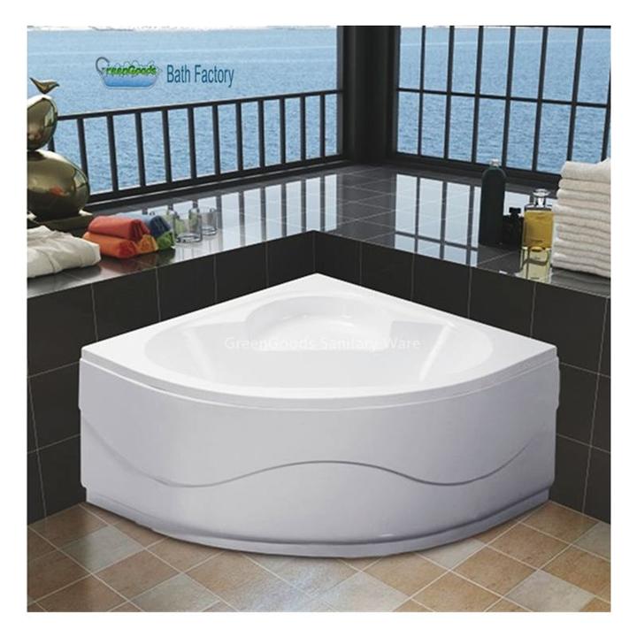 Economic Modern Quartz Acrylic Algeria Corner Bathtubs 110x110 cm Soaking Apron for Hotel Use