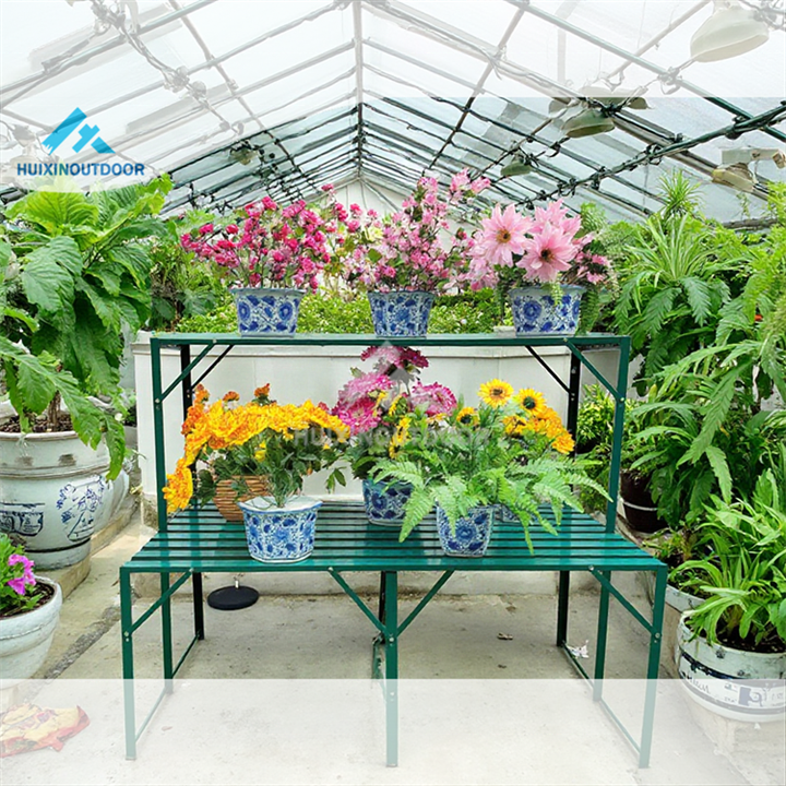 Hot Selling Two Staging Greenhouse Aluminum Shelving Accessories Fast Assembly Bracket Standing Pot Racks Shelf for Garden Use
