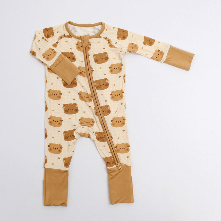 Customized logo Engepapa Newborn Bamboo Double YKK Zipper Pajamas Infant Print Cartoon Romper Baby Bamboo Sleeper