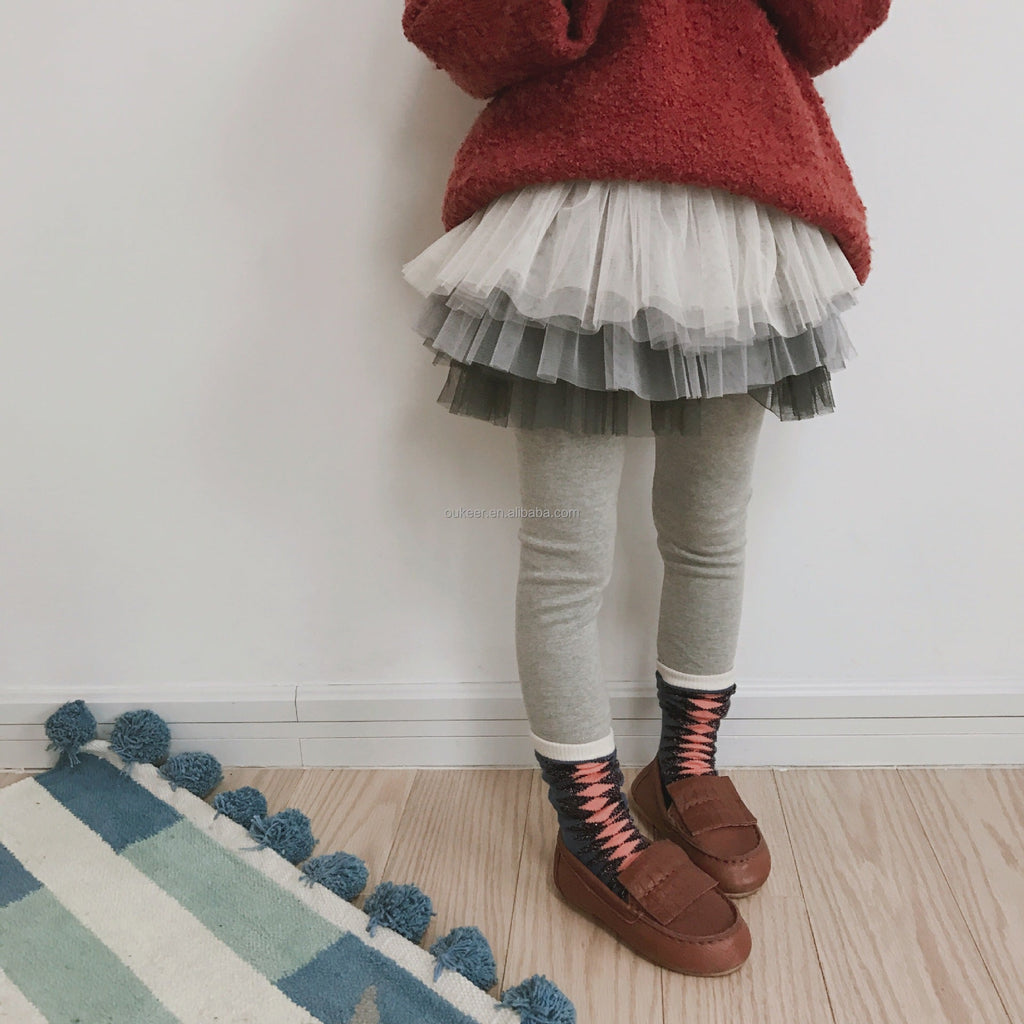 2022 Girls Gradient Color Fluffy Tutu Skirt Trousers Baby Skirt 6 Layers Mesh Puffy Tulle Dress Pants for 2-8Y Kids