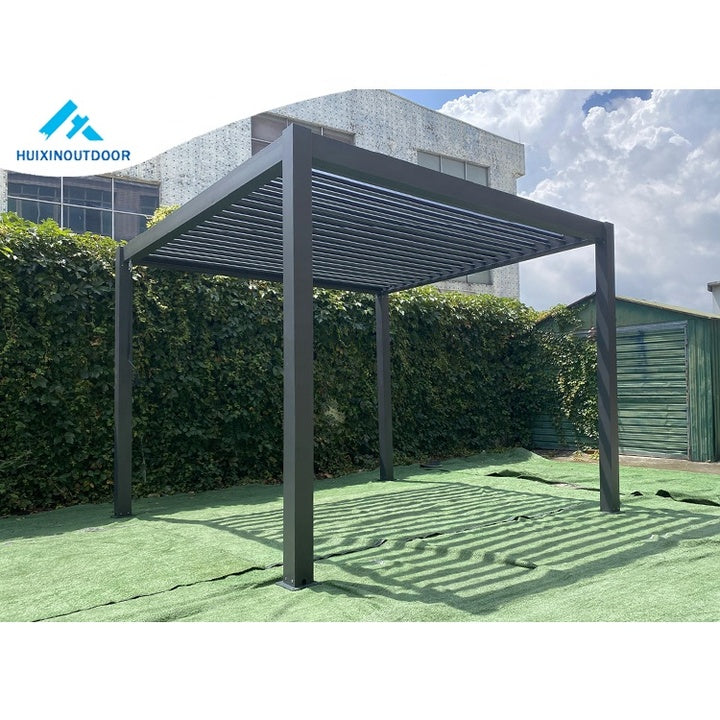 New Outdoor Aluminum Louver Roof Kit for Gazebo Patio Waterproof Pergola with Wood Frame and Arch Louver Roof for Exterior Use