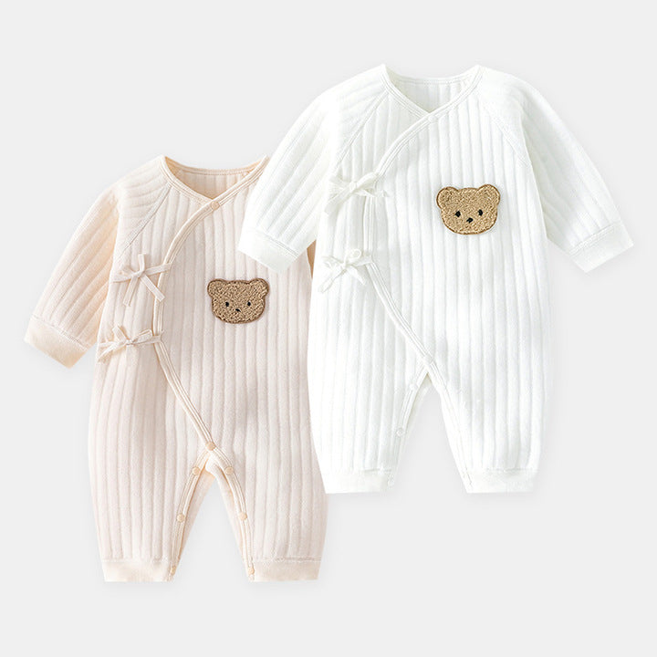 OEM ODM Newborn Baby Bodysuit Cute Embroidered Bear Jumpsuit Infant Soft Ecofriendly Baby Romper Baby Clothes
