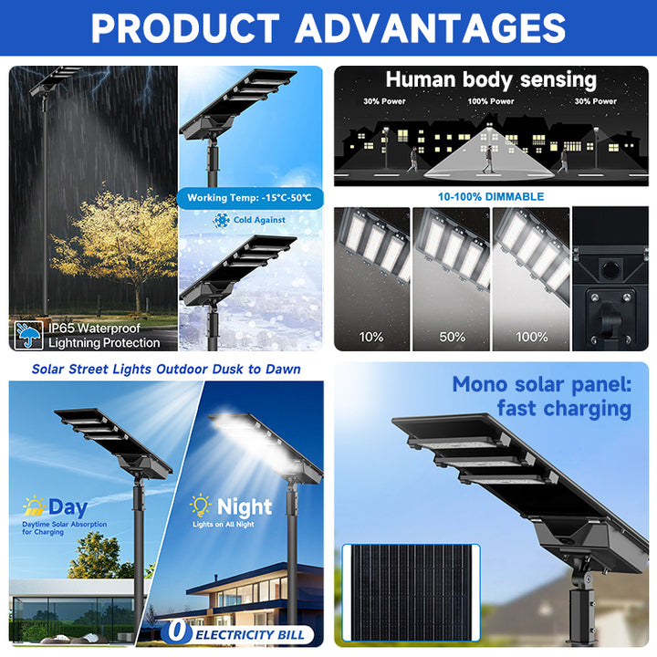 New Product Outdoor Ip65 Waterproof 240w 300w 400w 500w 600w Aluminium Integrated All in One Project Led Solar Street Light