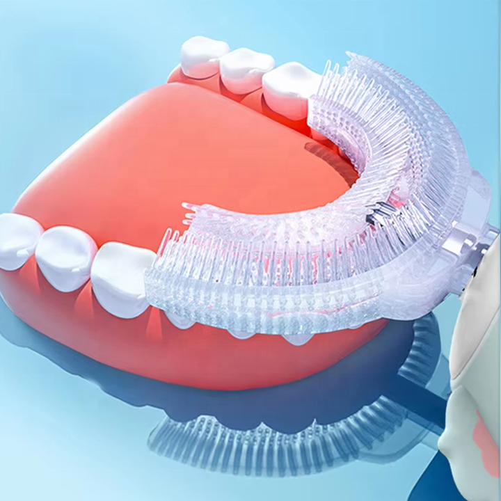 Custom Waterproof U Shape Silicone 360 Kids Electronic Toothbrush Cartoon Baby Automatic Sonic Electric Tooth Brush for Children