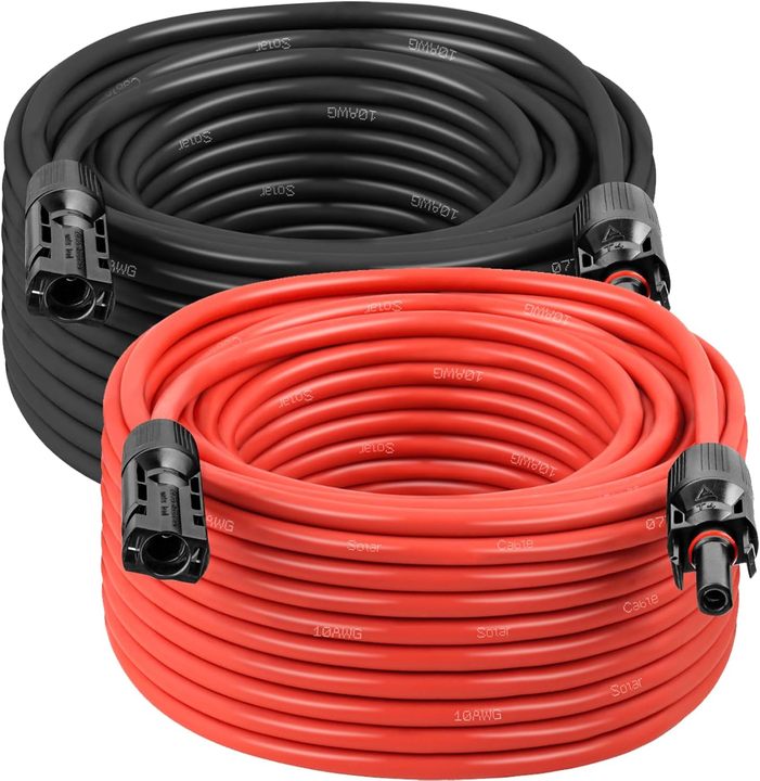Solar Panel Cable PV Connector Wire 2.5mm2 4mm2 6mm2 With Connector Black 10 AWG Solar Extension Cable