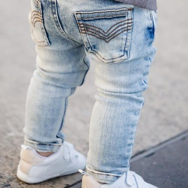 Hot Selling Acid Wash Denim Jeans For Kids Cotton Soft Stretch Blue Denim Kid's Jeans