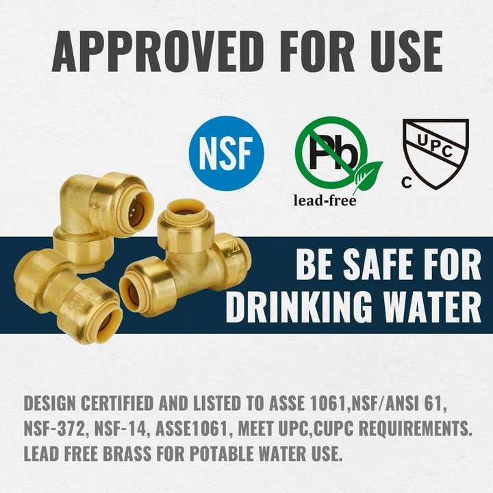 SharkBite Compatible Fittings PEX Copper Pipe Quick Push Fitting