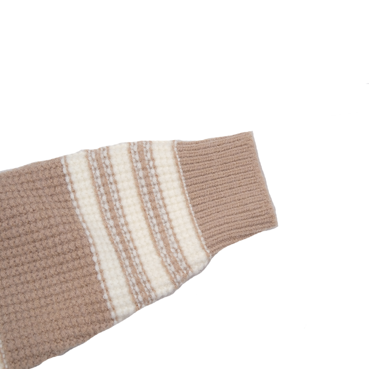High Quality Warm Striped Baby Boy Sweaters with Bear Embroidery for Fall or Winter