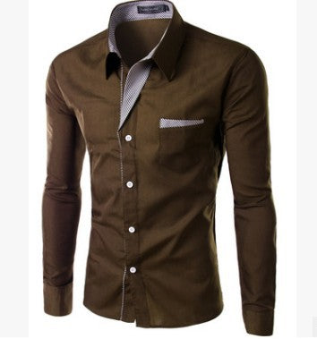 enerup wholesale new design camisa masculina long sleeve mens korean slim formal casual male dress shirt