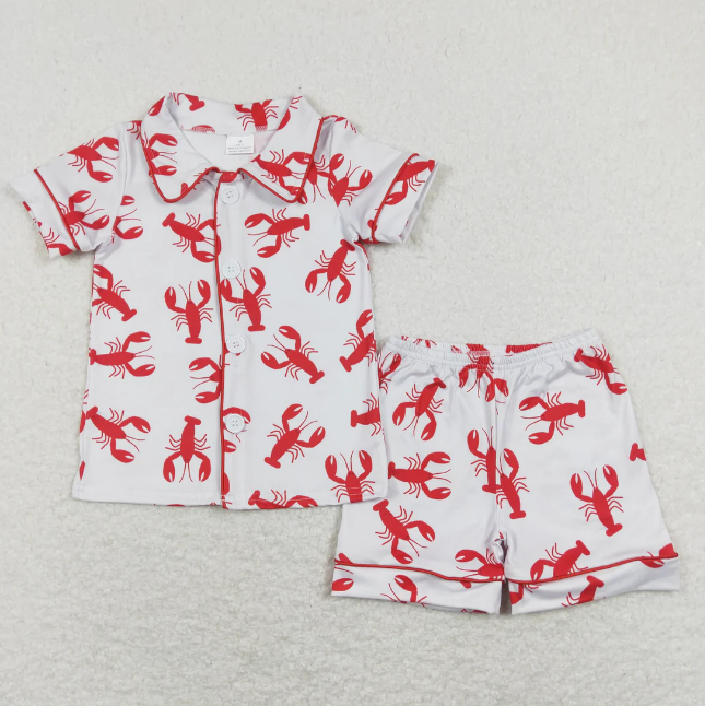 Wholesale Summer Infant Baby Boys Pajama Sets Western Print Designs Button up Short Sleeves Shirt Elastic Shorts Outfit 0-16Y