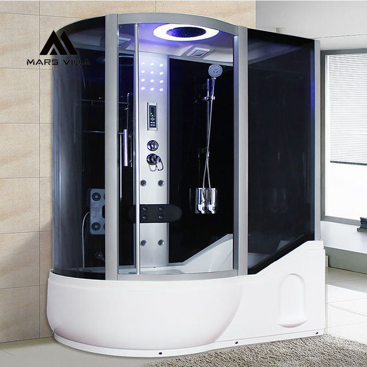 Mars Villa ETL Certified Sliding Aluminium Steam Shower Cabin Bathtub USA Market High Performance Massage Jets Toughened Glass